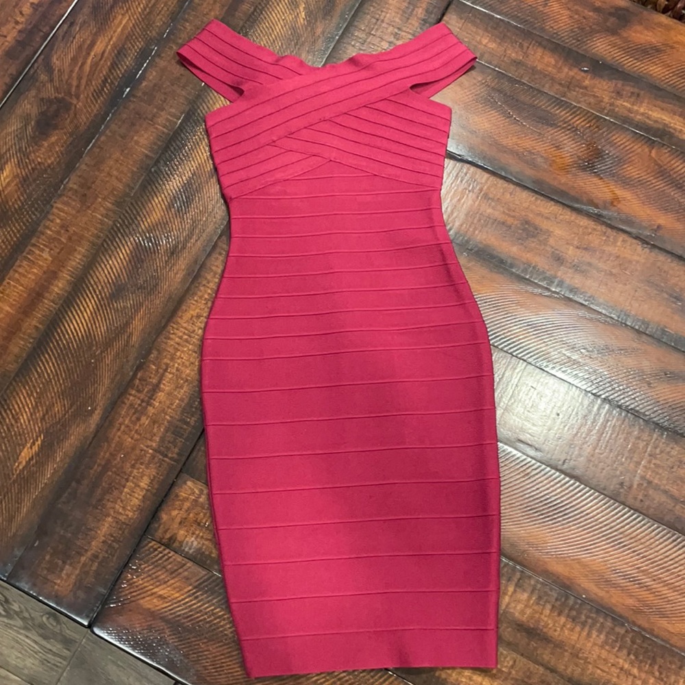Amazon Burgundy off the shoulder dress